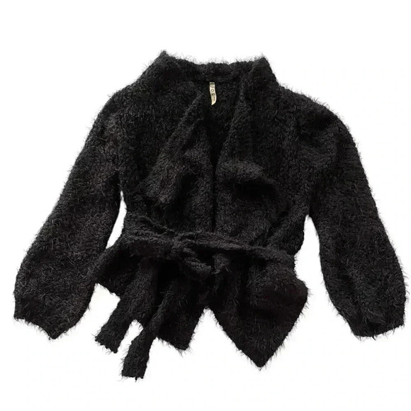 Anthropologie POL Soft Belted Sweater - Open Cardigan - Black - Size Large - Picture 1 of 5